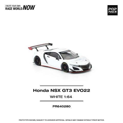 [ Pre-order ] PR640280 POP RACE 1:64 HONDA NSX GT3 EVO22 WHITE