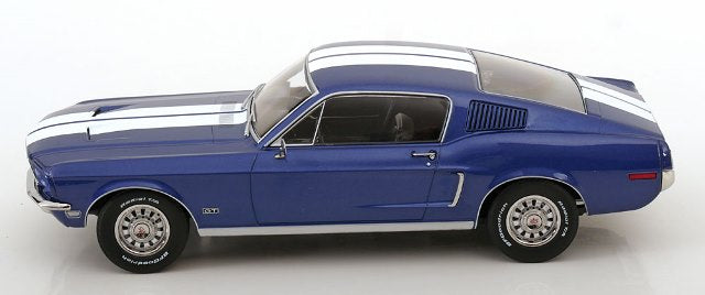 [ Pre-order ] KKDC181394 KK scale 1:18 Ford Mustang GT Fastback 1968 Blue Metallic/White