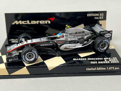 1:43 MINICHAMPS 530054355 McLaren Mercedes MP4-20 Test Driver 2005 #35 model car