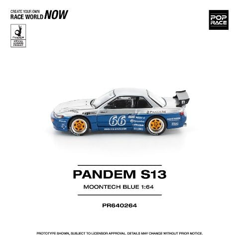 [ Pre-order ] PR640264 POP RACE 1:64 PANDEM SILVIA S13 MOONTECH BLUE