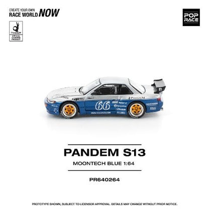 [ Pre-order ] PR640264 POP RACE 1:64 PANDEM SILVIA S13 MOONTECH BLUE