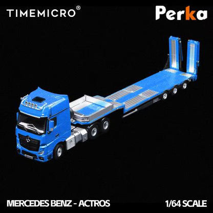 TM646733 TimeMicro & Perka 1:64 Mercedes-Benz Flatbed Transporter Truck, Blue
