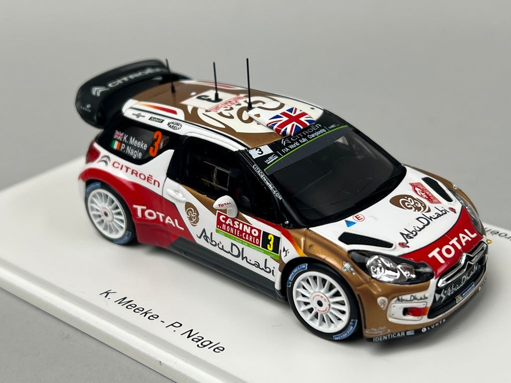 1:43 Spark S3788 Citroen DS3 WRC MONTE CARLO Rally 2014 #3 K. Meek P. Nagel model car