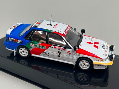 1:43 ixo KBI029 Mitsubishi Galant VR-4 Evo Ivory Coast Rally 1991 #7 Kenjiro Shinozuka J. Meadows model car