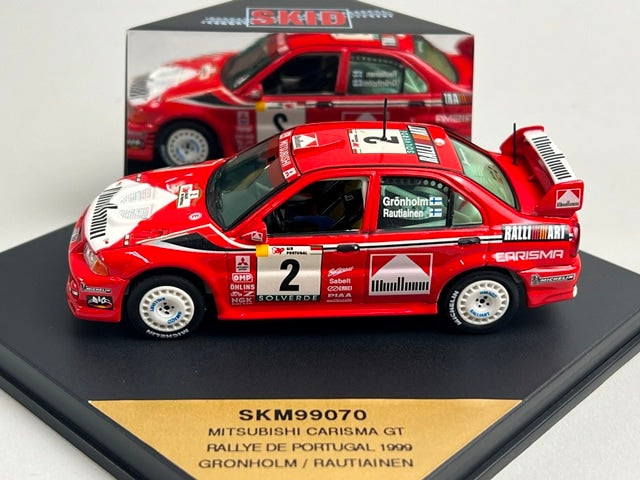1:43 VITESSE SKM99070 Mitsubishi Carisma GT PORTUGAL Rally 1999 #2 M. Gronholm T. Rautiainen model car