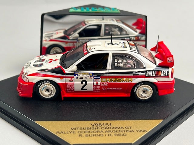 1:43 VITESSE V98151 Mitsubishi Carisma GT CORDOBA ARGENTINA Rally 1998 #2 R. Burns R. Reid model car