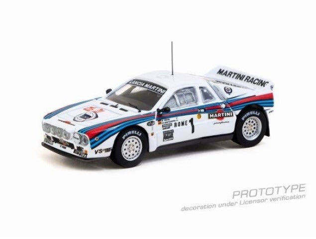 T64P-TL002-83RMC01 Tarmac Works 1:64 Lancia 037 Rally Monte Carlo 1983 Winner W. Rohrl / C. Geistdorfer model car