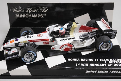 1:43 MINICHAMPS 400060412 Honda Racing RA106 Hungarian GP 2006 #12 J. Button model car