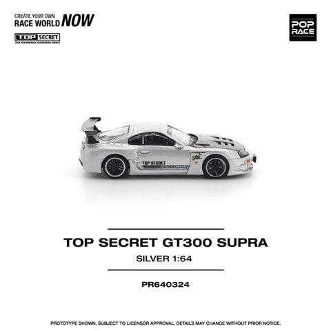 [ Pre-order ] PR640324 POP RACE 1:64 Toyota Supra TOP SECRET GT300 SUPRA SILVER