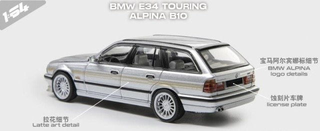Mortal 1:64 BMW E34 ALPINA B10 TOURING Silver model car