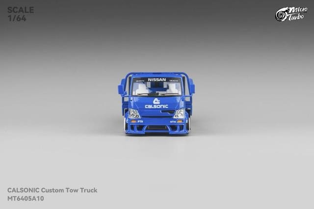 Micro Turbo 1:64 Nissan Flatbed Transport Trailer Metallic Blue model car