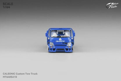 Micro Turbo 1:64 Nissan Flatbed Transport Trailer Metallic Blue model car