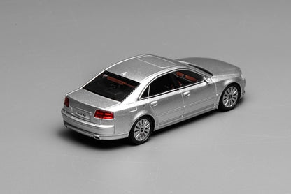 [ Pre-order ] M68204 MOTORHELIX 1:64 Audi A8 (D3) 2008 Late Ver. Ice Silver Metallic