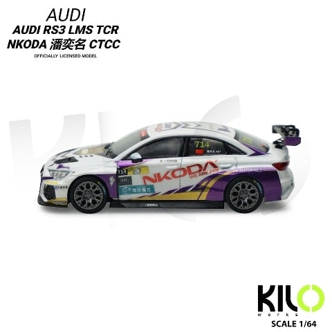 [ Pre-order ] KLW0024-1 KILOworks 1:64 Audi RS 3 LMS nkoda Team Pan Zhuming 2024