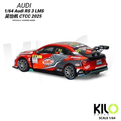 [ Pre-order ] KLW0024-3 KILOworks 1:64 Audi RS 3 LMS Wu Yifan CTCC 2025