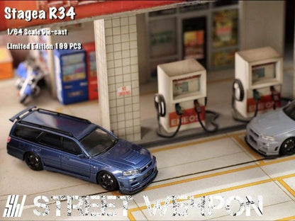 Street Weapon 1:64 Nissan Stagea R34 GT-R Wagon metallic blue
