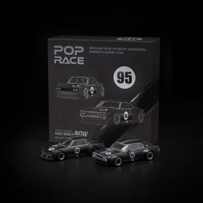 PR640351 PR640352 POP RACE 1:64 Nissan LAUREL C130 SKYLINE GT-R V8 Drift Hakosuka TCS2025 Limited Edition Set of 2