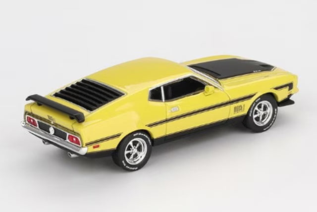 MGT01139-BL TSM MINI-GT 1:64 Ford Mustang Mach 1 1971 Grabber Yellow (Left-Hand Drive) *Blister Pack