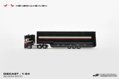 [ Pre-order ] HH Model 1:64 Scania Transporter Trailer with Side Gull-Wing Doors, Black