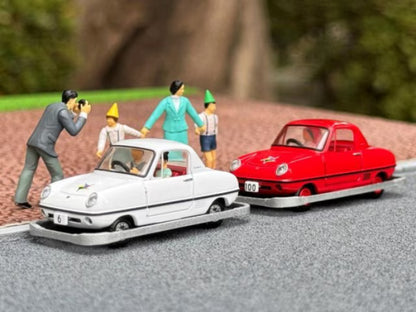 TOMYTEC 1:64 Nissan Kodomo no Kuni x TLV Datsun Baby Restored Car (Red) with Figure 336624