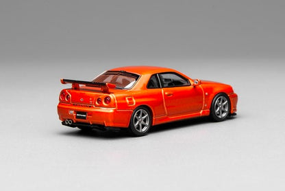 [ Pre-order ] M63471 MOTORHELIX 1:64 Nissan Skyline GT-R(R34) V-Spec Ⅱ Customized Metallic Orange