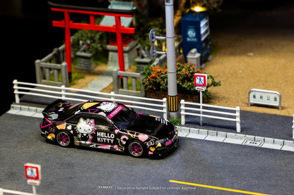 [ Pre-order ] T64G-018-HK Tarmac Works × Mijo 1:64 Nissan Vertex Nissan Silvia (S14) Sanrio Hello Kitty BLACK CHROME