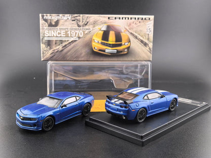 [ Pre-order ] Fine Works 64 1:64 Chevrolet Camaro 5th Generation Metallic Blue with White Decals