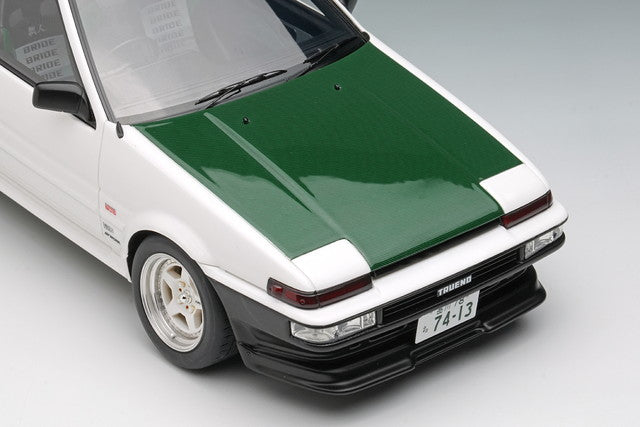 [ Pre-order ] EML144 Make Up EIDOLON 1:18 Toyota Sprinter Trueno (AE86) (3-Door) Tk-Street Ver. White (Green Carbon Fiber Hood)