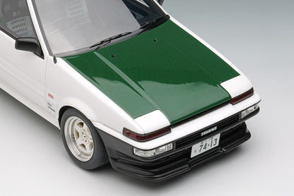 [ Pre-order ] EML144 Make Up EIDOLON 1:18 Toyota Sprinter Trueno (AE86) (3-Door) Tk-Street Ver. White (Green Carbon Fiber Hood)