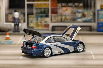 [ Pre-order ] Ghost Player 1:64 BMW E46 M3 GTR Silver Blue