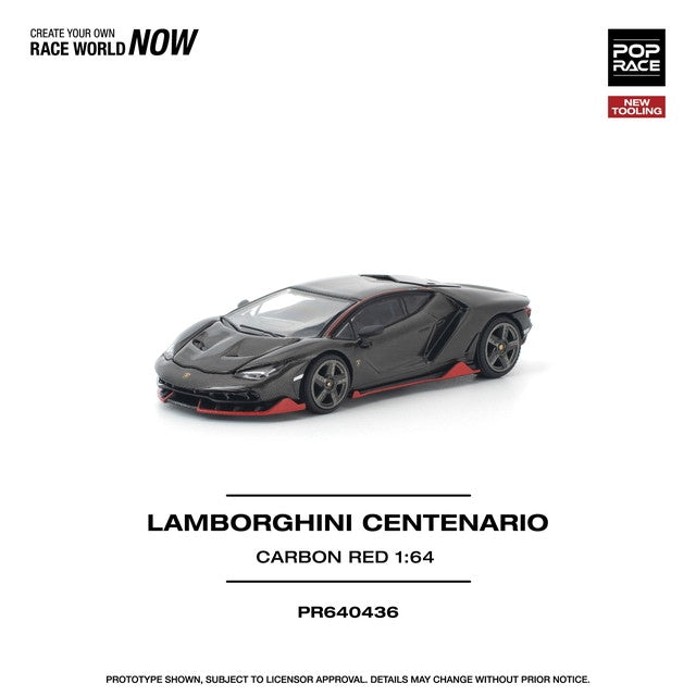 [ Pre-order ] PR640436 POP RACE 1:64 Lamborghini Centenario CARBON RED