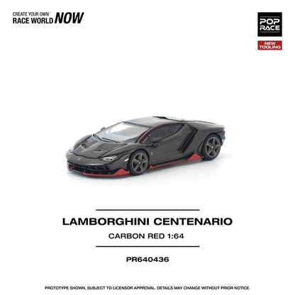 [ Pre-order ] PR640436 POP RACE 1:64 Lamborghini Centenario CARBON RED