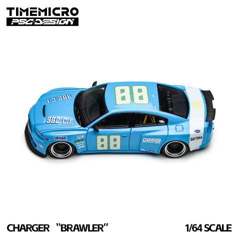 [ Pre-order ] TM648202 Time Mirco TM x PSC Design 1:64 Charger Dodge Charger Blue Daytona #88