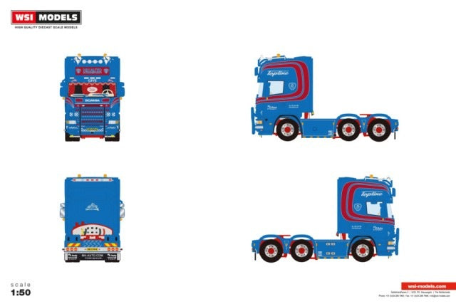 [ Pre-order ] 01-5015 WSI 1:50 SCANIA MH Auto 4 SERIES TOPLINE 6X2 TWIN STEER