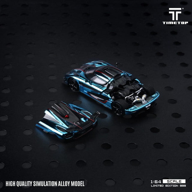 [ Pre-order ] TT644818 TimeTop x Time Model 1:64 Koenigsegg One 1 Rear Cover (Opening) Metallic Ice Blue