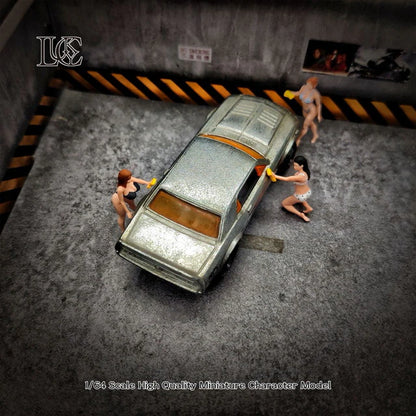 [ Pre-order ] LK2025112527-B Lucky Studio 1:64 Car Wash Girl Trio Figure - Multicolored