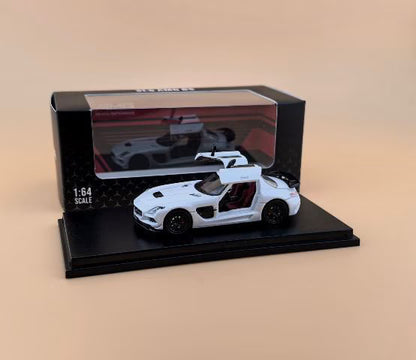 [ Pre-order ] Fine Works64 1:64 Mercedes-Benz SLS AMG BS Pearl White Fully Openable and Closable