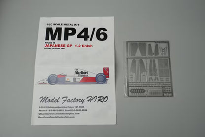 1:20 Model Factory HIRO K018-19.800 MP4/6 Japanese GP 1-2 Finish Assembly Kit