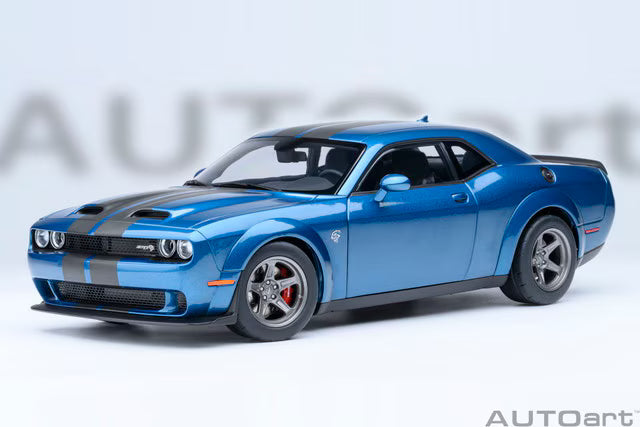 [ Pre-order ] 71767 AUTOart 1:18 Dodge Challenger SRT Super Stock 2023 (Pearl Blue with Carbon Black Stripes <FROSTBITE>)