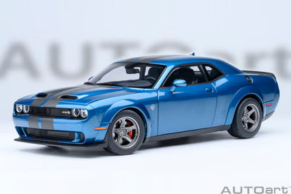 [ Pre-order ] 71767 AUTOart 1:18 Dodge Challenger SRT Super Stock 2023 (Pearl Blue with Carbon Black Stripes <FROSTBITE>)