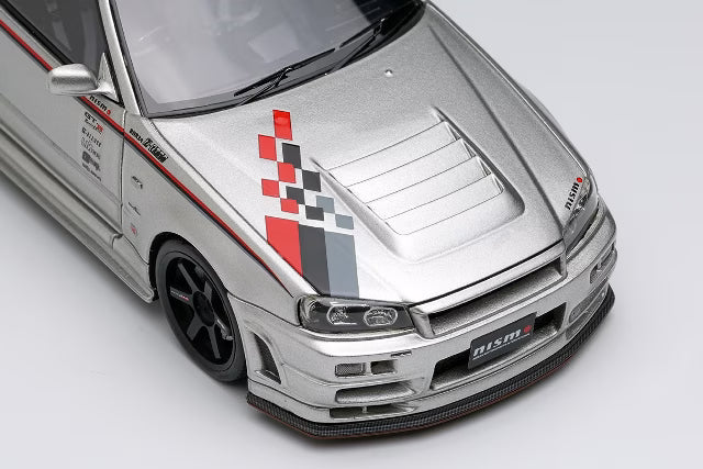 [ Pre-order ] EM792 Make Up EIDOLON 1:43 Nissan NISMO R34 Z-tune Prototype 2001 Silver with NISMO Stripes