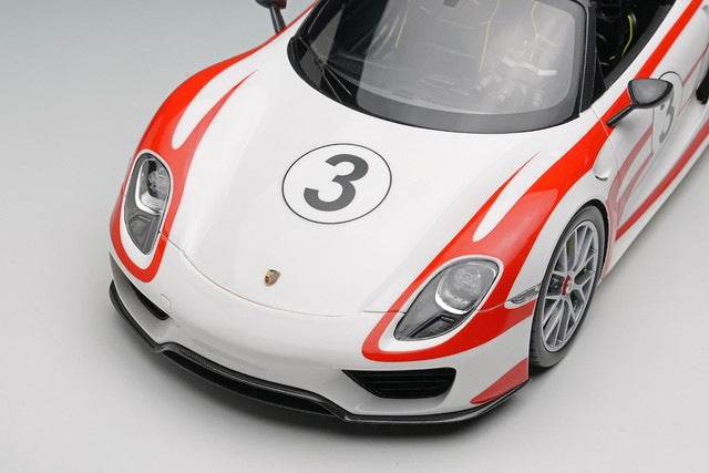 [ Pre-order ] EML206A Make Up EIDOLON 1:18 Porsche 918 Spyder Weissach Package 2011 Wing Up White/Red Salzburg Stripe #3