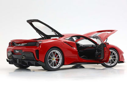 [ Pre-order ] HE180055 BBR 1:18 Ferrari 488 Pista full open Rosso corsa with stripe Argento Nurburgring and blu America