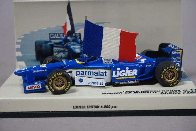 1:43 MINICHAMPS 430960099 Ligier Mugen Honda JS43 Monaco GP Winner O.Panis 1996 #9