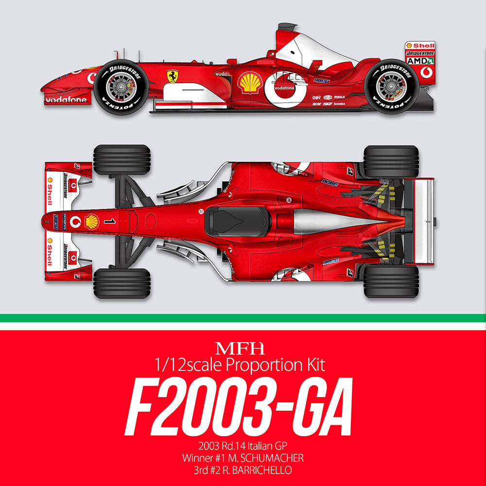 K833 Model Factory Hiro 1:12 F2003-GA 2003 Rd.14 Italian GP #1 M.Schumacher/#2 R.Barrichello Proportion Kit MFH