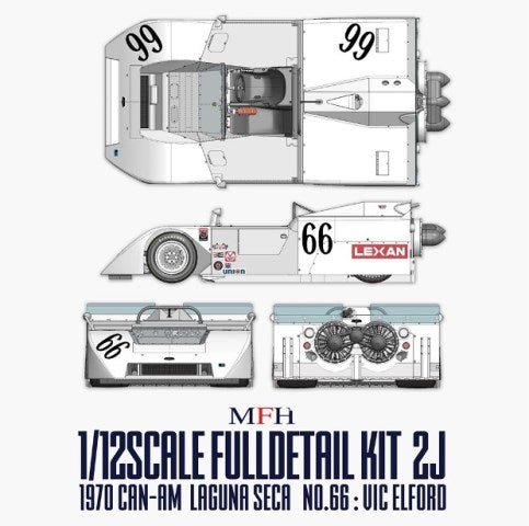 K840 Model Factory Hiro 1:12 Chaparral 2J 1970 Can-Am Rd.9 Laguna Seca #66 Vic Elford Fulldetail Kit