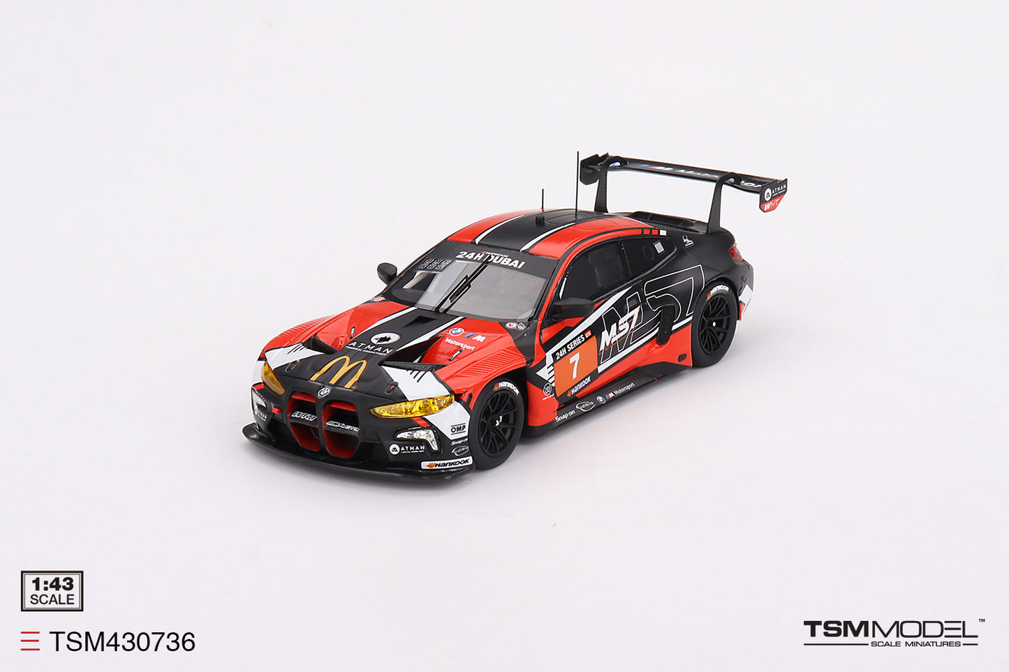 [ Back-order ] TSM TSM430736 1:43 BMW M4 GT3 Dubai 24 Hours 2023 #7 Team WRT model car