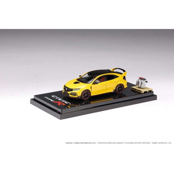 [ Back-order ] Hobby Japan HJ642055BY 1:64 Honda CIVIC Type R Limited Edition FK8 2020 with Engine Display Model SUNLIGHT YELLOW II Diecast model car
