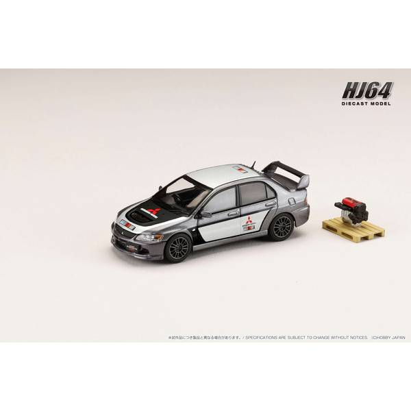 [ Back-order ] Hobby Japan HJ648054MP 1:64 MITSUBISHI LANCER EVOLUTION 9 MR GSR RALLY REPLICA with Engine Display Model 2006 Medium Purplish Gray Mica Diecast model car