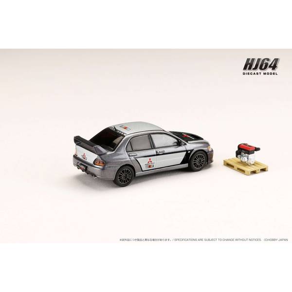 [ Back-order ] Hobby Japan HJ648054MP 1:64 MITSUBISHI LANCER EVOLUTION 9 MR GSR RALLY REPLICA with Engine Display Model 2006 Medium Purplish Gray Mica Diecast model car